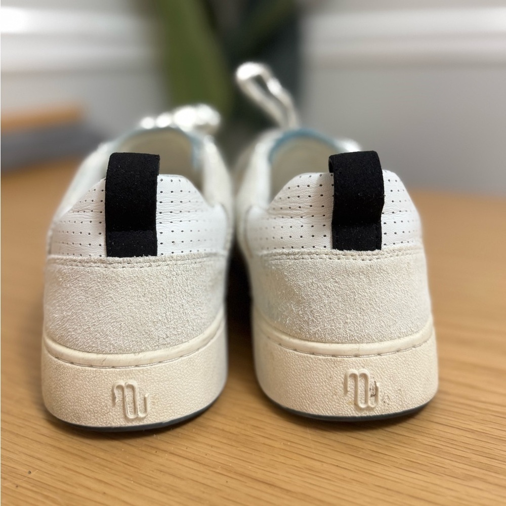 Maje Paris White Leather Suede Sneakers with Star Stud Detail Size 40 US 9.5–10 - Picture 6 of 10